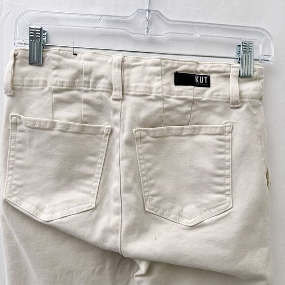 Kut From The Kloth Reese Ankle Zip Straight Leg Stretch White Pants Women Size 0 - Picture 13 of 14